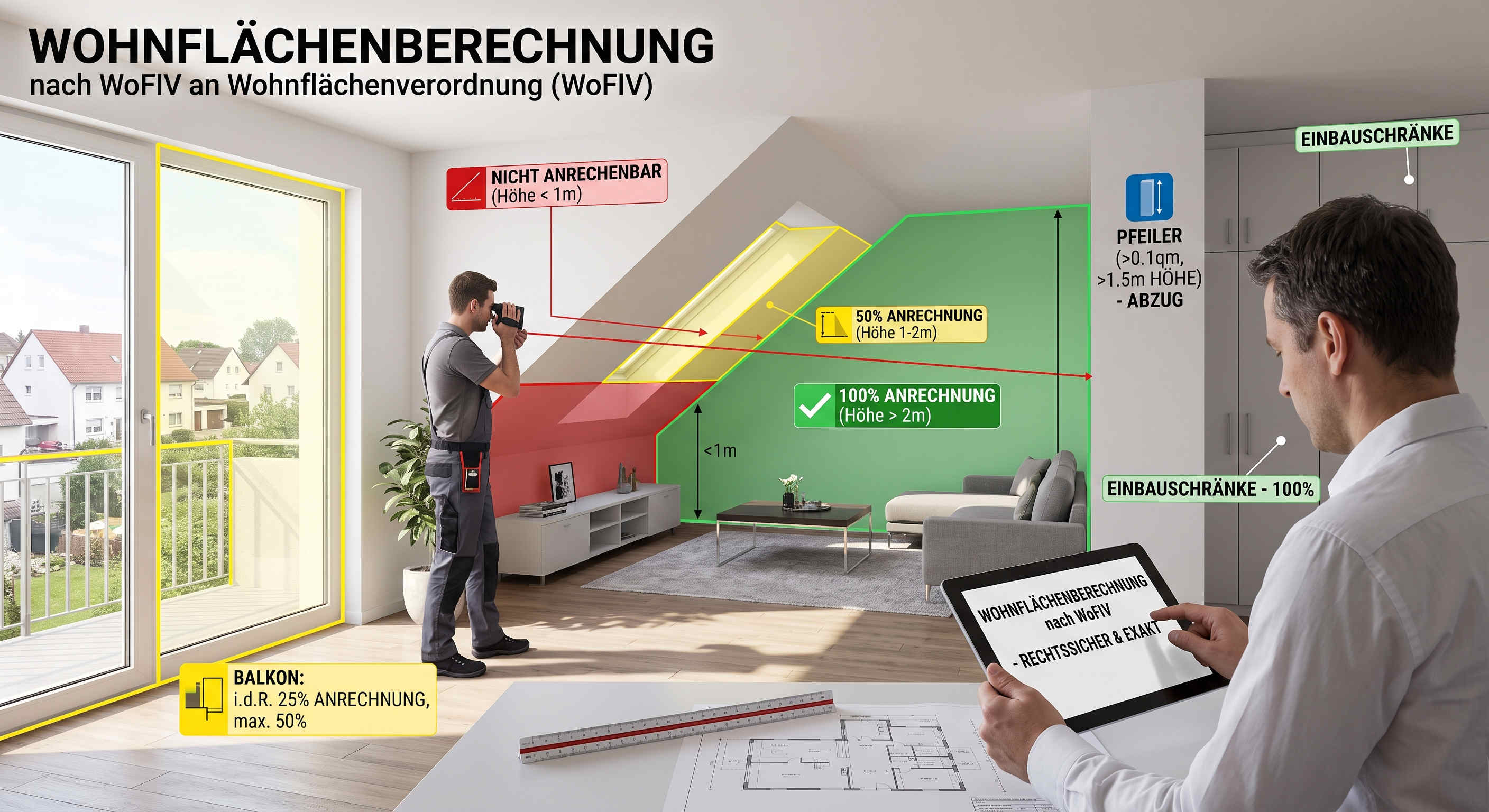 Wohnflächenberechnung Frankfurt – Vermessung und Grundriss nach WoFlV
